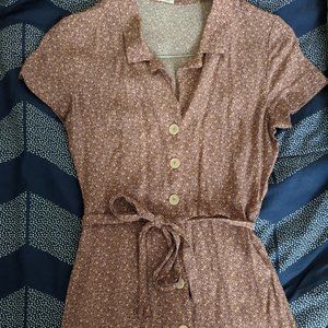 Dusty Pink Floral Button Dress